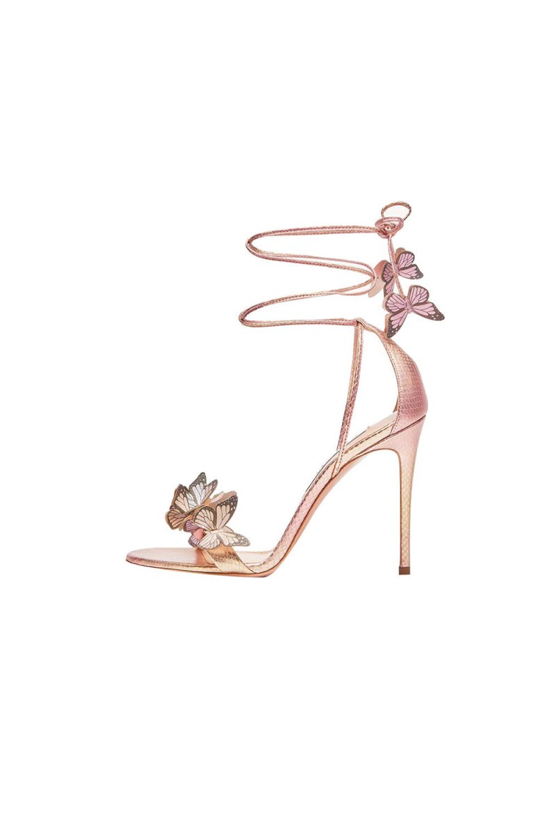 Butterfly Embellished Lace Up High Heel Sandals