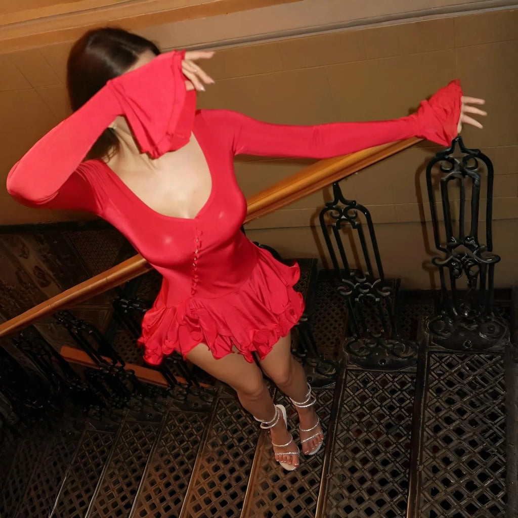 Good Girl Ruffled Red Mini Dress
