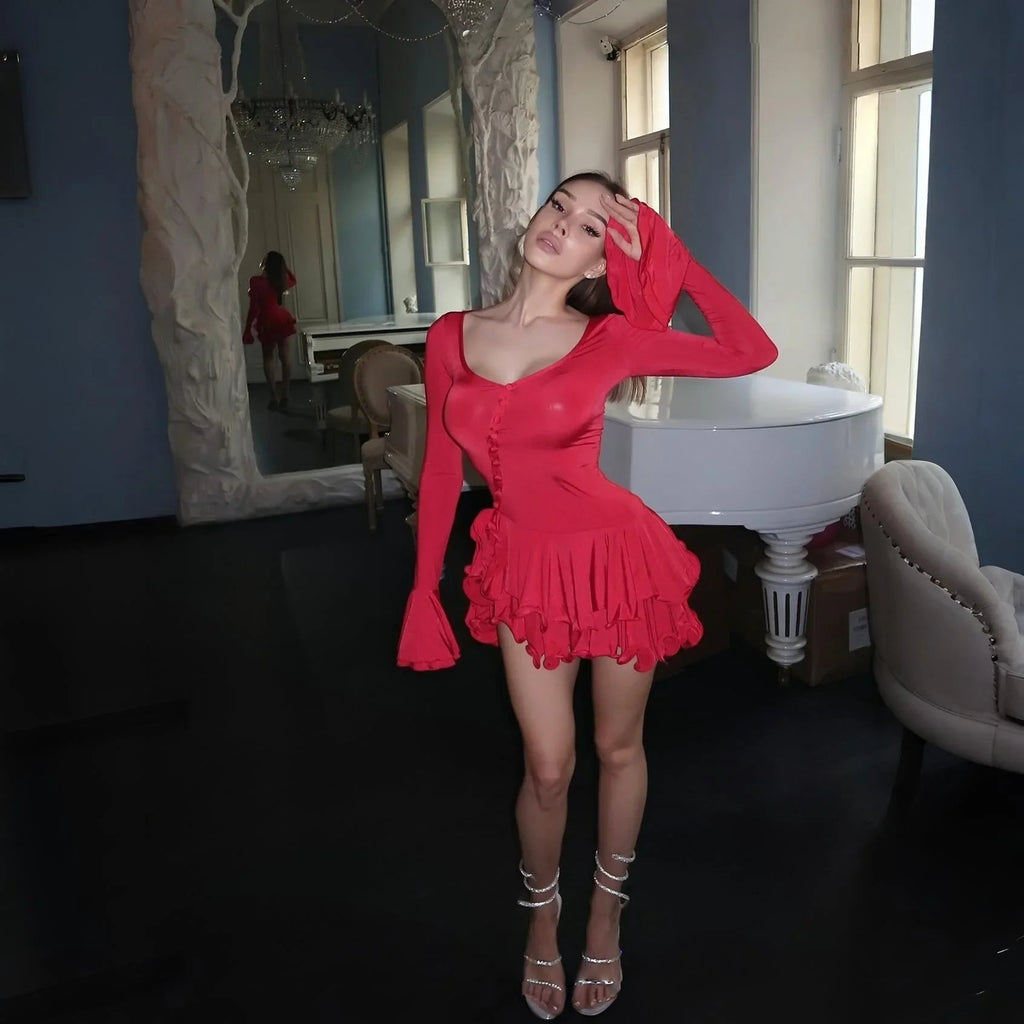 Good Girl Ruffled Red Mini Dress