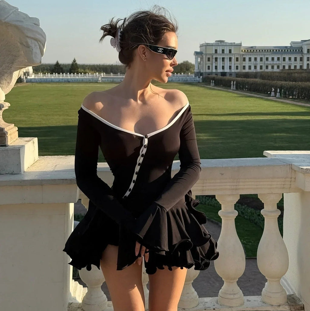 Good Girl Ruffled Black Mini Dress