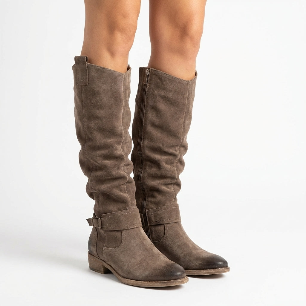 Varelle | Low Heel Knee High Zip Boots