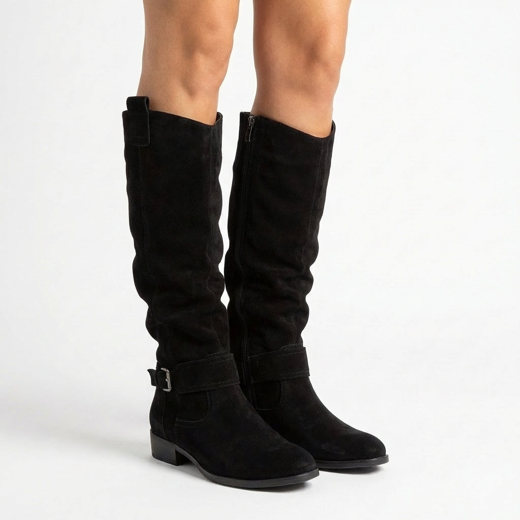 Varelle | Low Heel Knee High Zip Boots