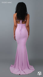 SILHOUETTE - Lavender Fitted Formal Dress with Cut Outs