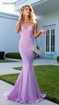 SILHOUETTE - Lavender Fitted Formal Dress with Cut Outs
