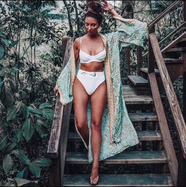Boho Chic Turquoise Kimono