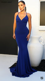 SILHOUETTE - Cobalt Blue Fitted Formal Dress with Cut Outs