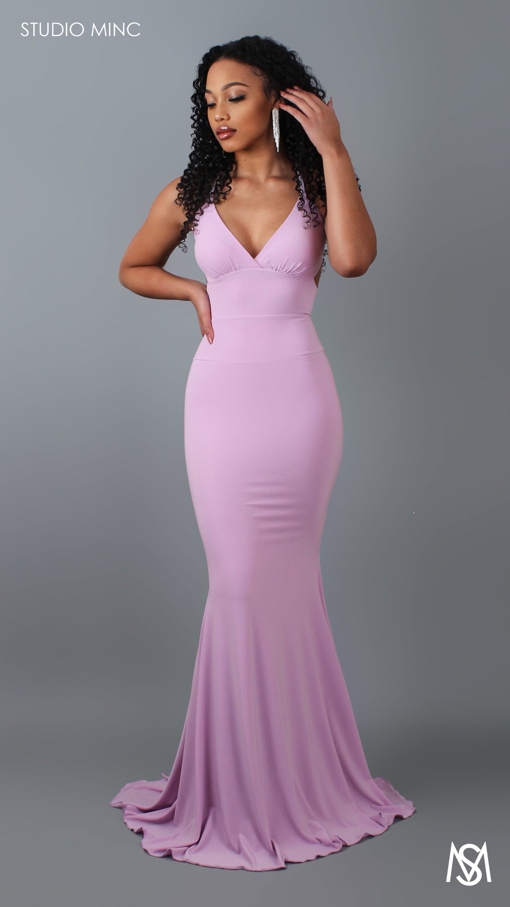 SILHOUETTE - Lavender Fitted Formal Dress with Cut Outs