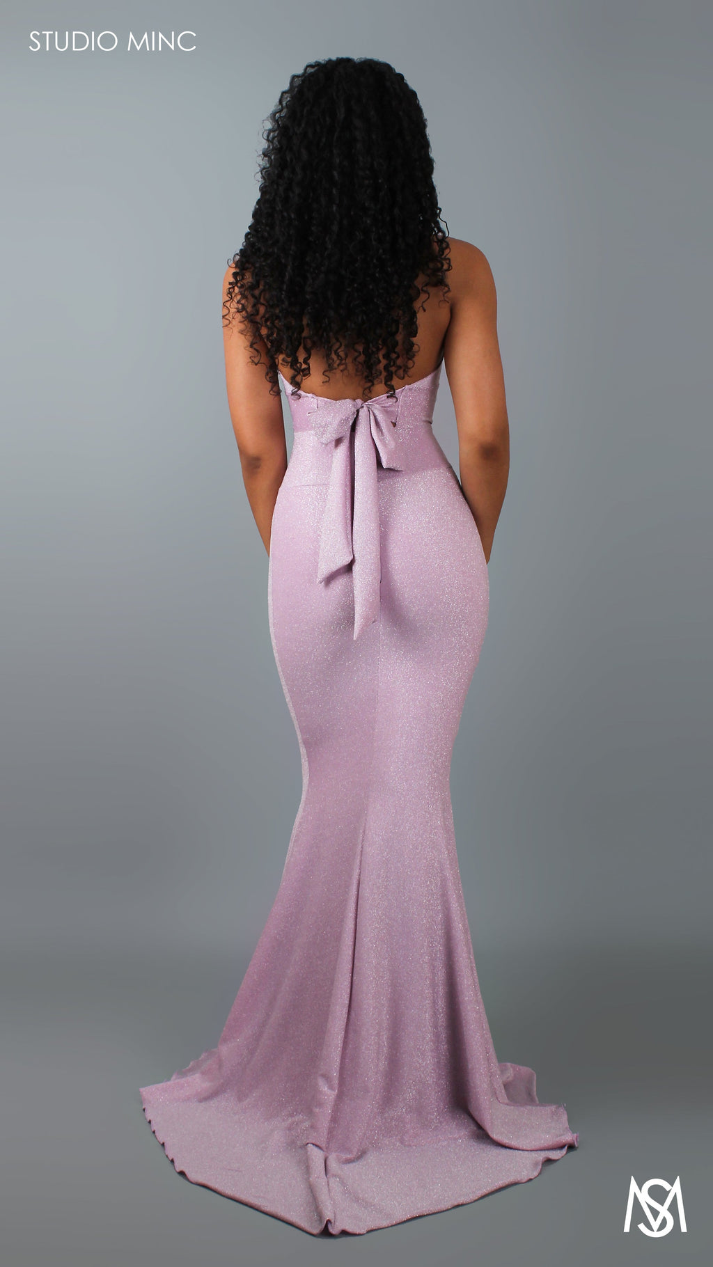 SHIMMER HOURGLASS - Lavender  Fitted Formal Dress with Plunge Neckline