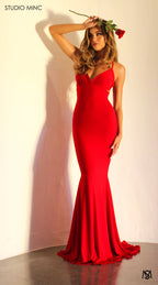 SILHOUETTE - Red Fitted Formal Dress with Cut Outs