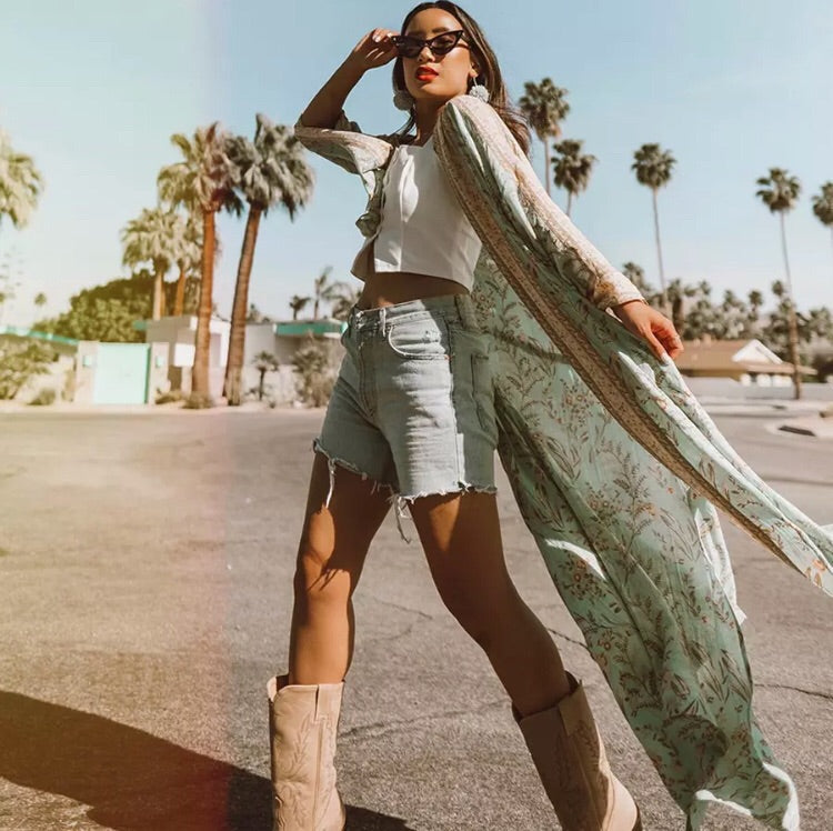 Boho Chic Turquoise Kimono