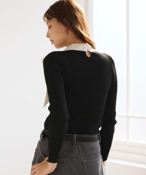Knit Cardigan With Ribbon