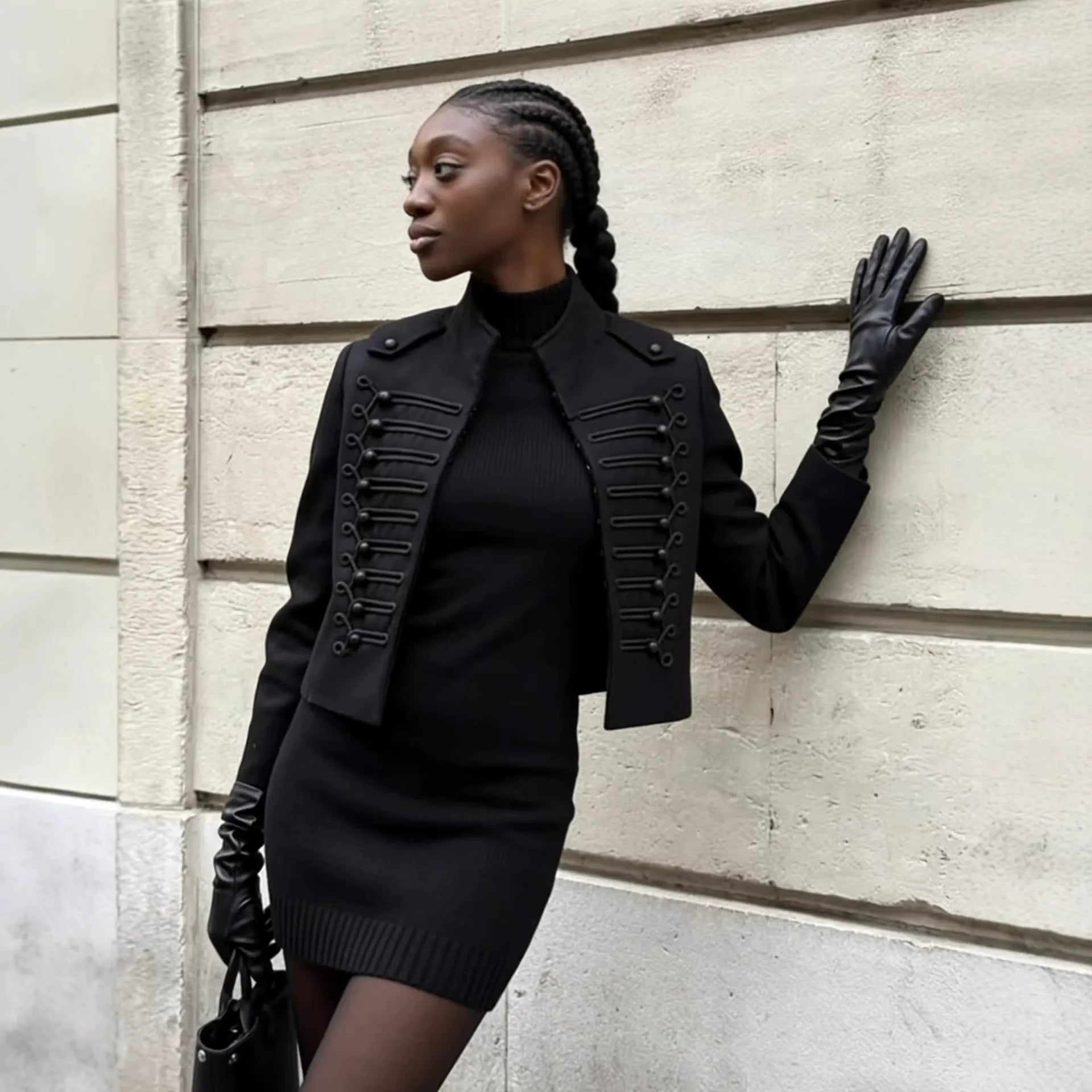 “Simone” Women’s Military Jacket – Buttoned Structured Fit