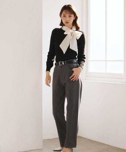 Knit Cardigan With Ribbon