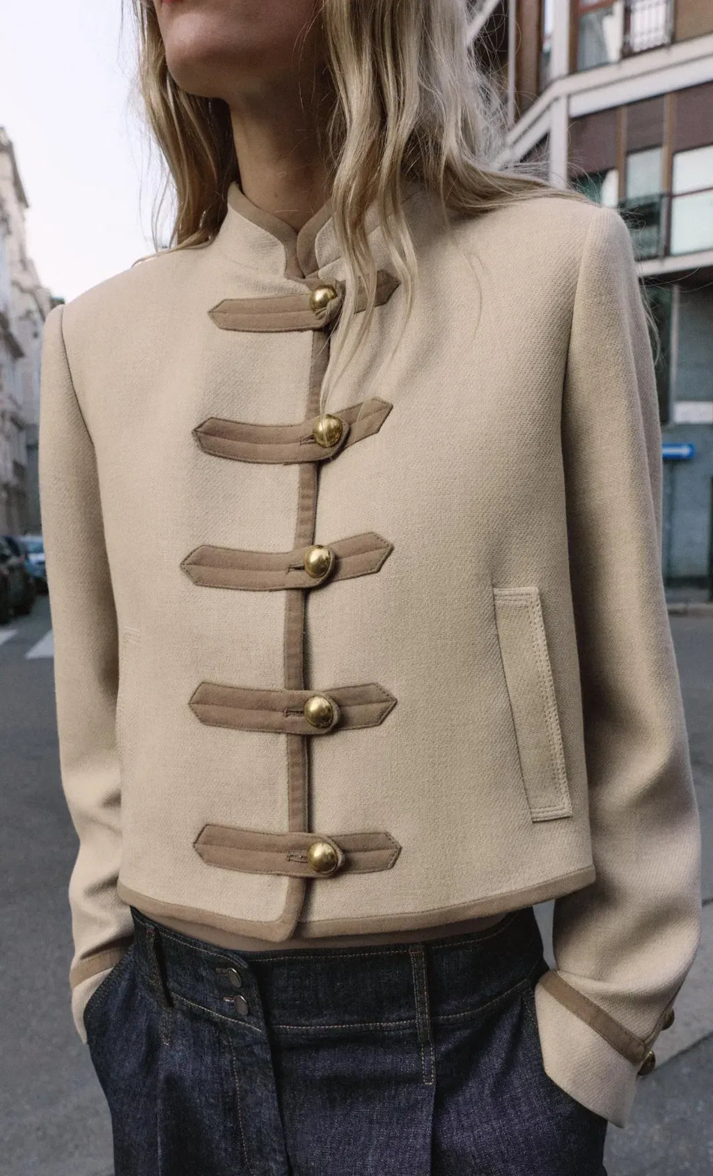 Buttoned Jacket "Napoleone" Beige