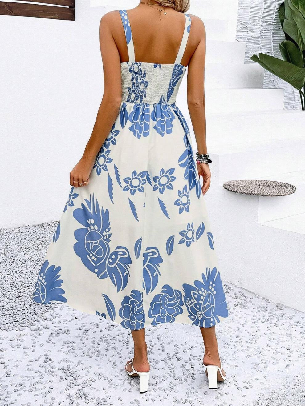 Floral Whispers Floral Print Spaghetti Strap Dress