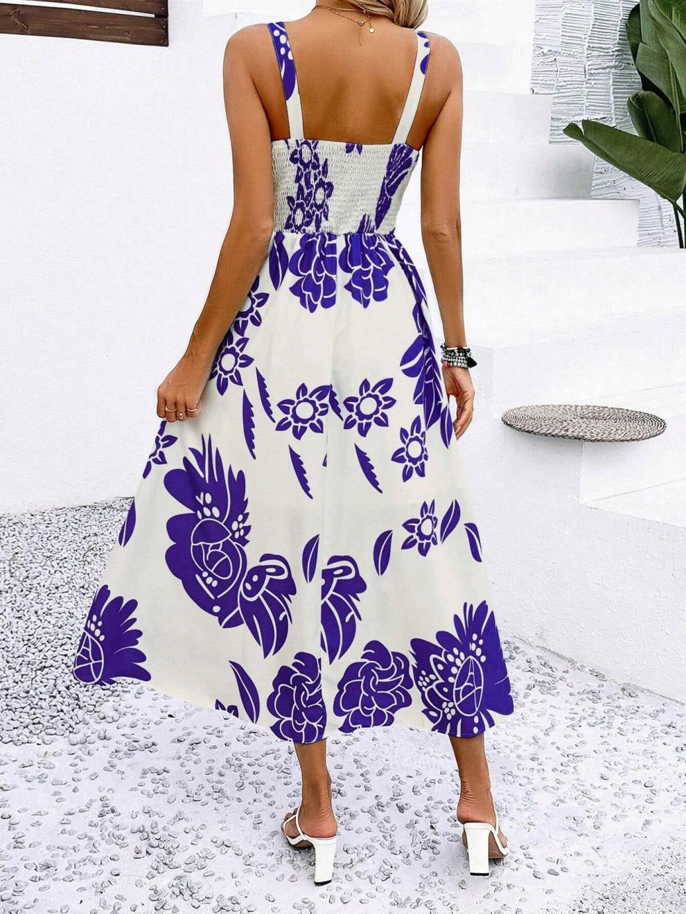 Floral Whispers Floral Print Spaghetti Strap Dress
