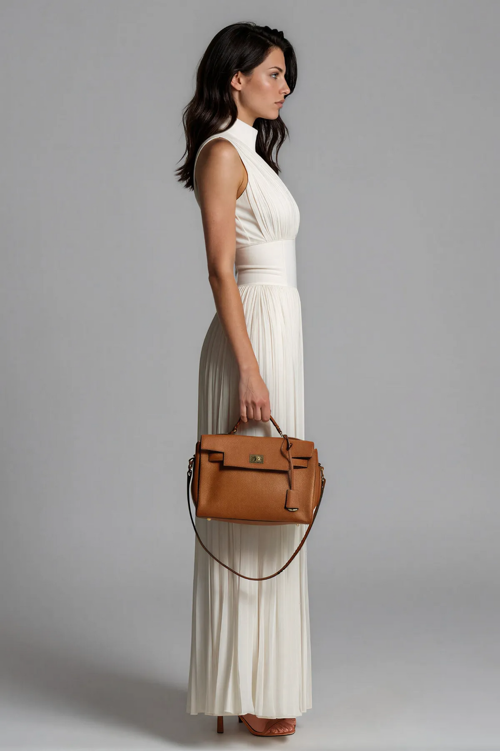 Ivory Pleated Evening Jumpsuit