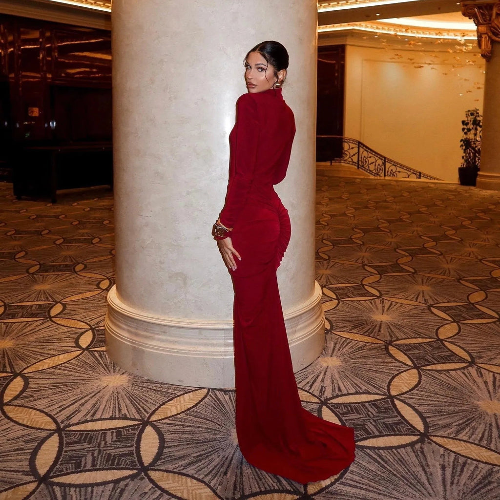 In That Moment Long Sleeve Ruched Maxi Dress