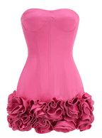 It Girl Rose-Flower Corset Hot Pink Mini Dress