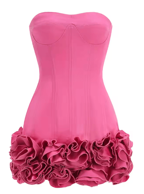 It Girl Rose-Flower Corset Hot Pink Mini Dress