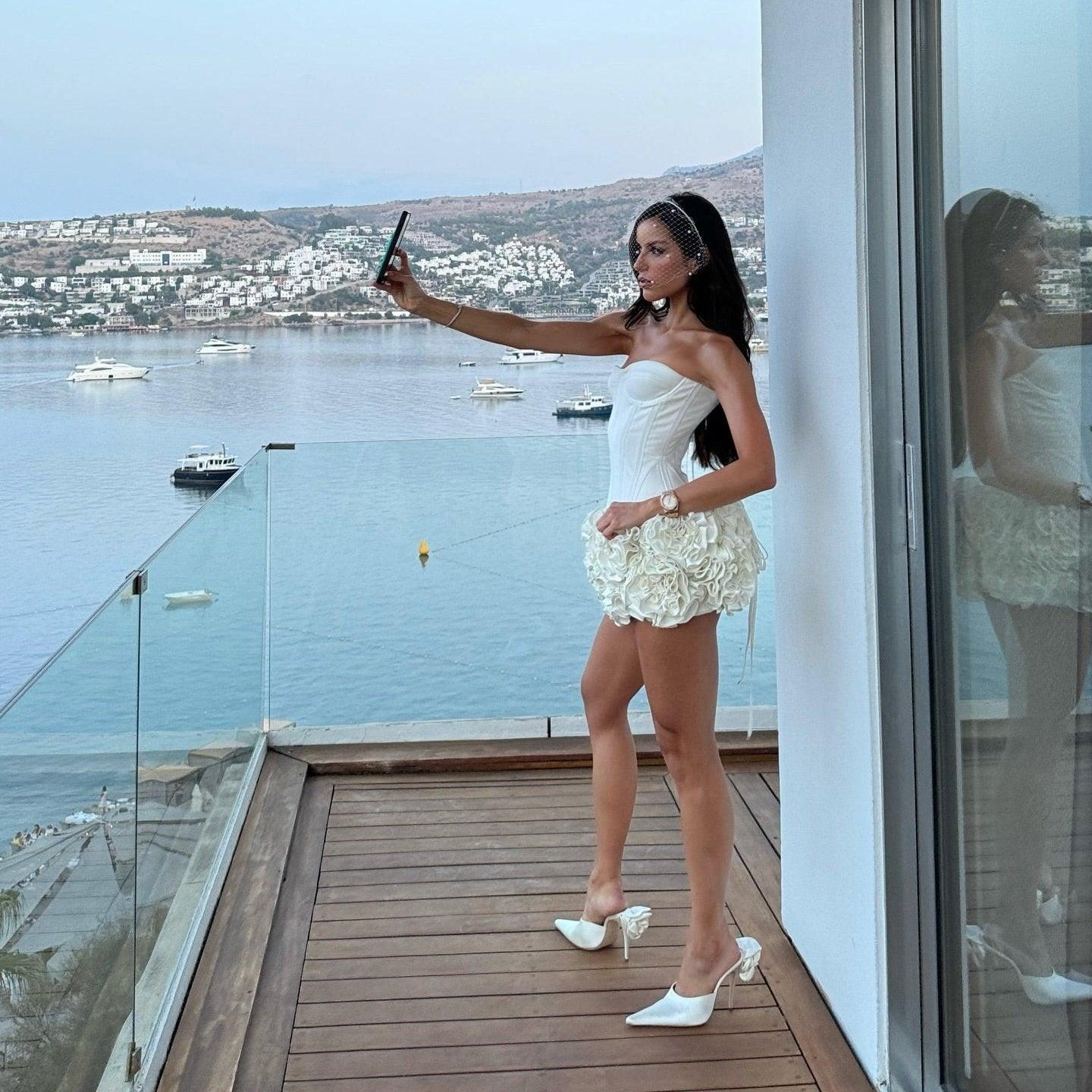 It Girl Rose-Flower Corset White Mini Dress