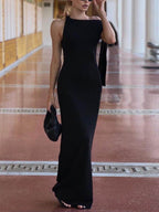 Fashion One Shoulder Ribbon Party Maxi Dress
