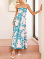 Elegant Floral Print A-Line Maxi Dress