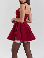 Elegance Year-end Dance Tulle Patchwork Sweetheart Neck Slip Mini Dress