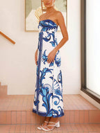 Elegant Floral Print A-Line Maxi Dress