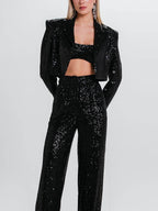 Classic Fashion Sequin High Waist Pocket Pants