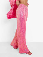 Sequined Elastic Loose Wide-leg Pants