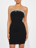 Elegant Faux Diamond Cutout Temptation Mini Dress