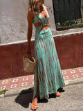 Unique Tie-dye Print Cutout Design Slit Stretch Dress