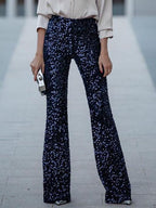 Elegant Sequined Flared Trousers