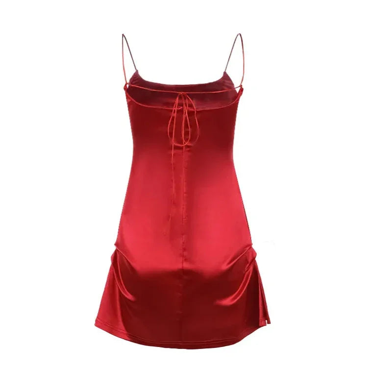 Kylie Silk Satin Red Mini Dress