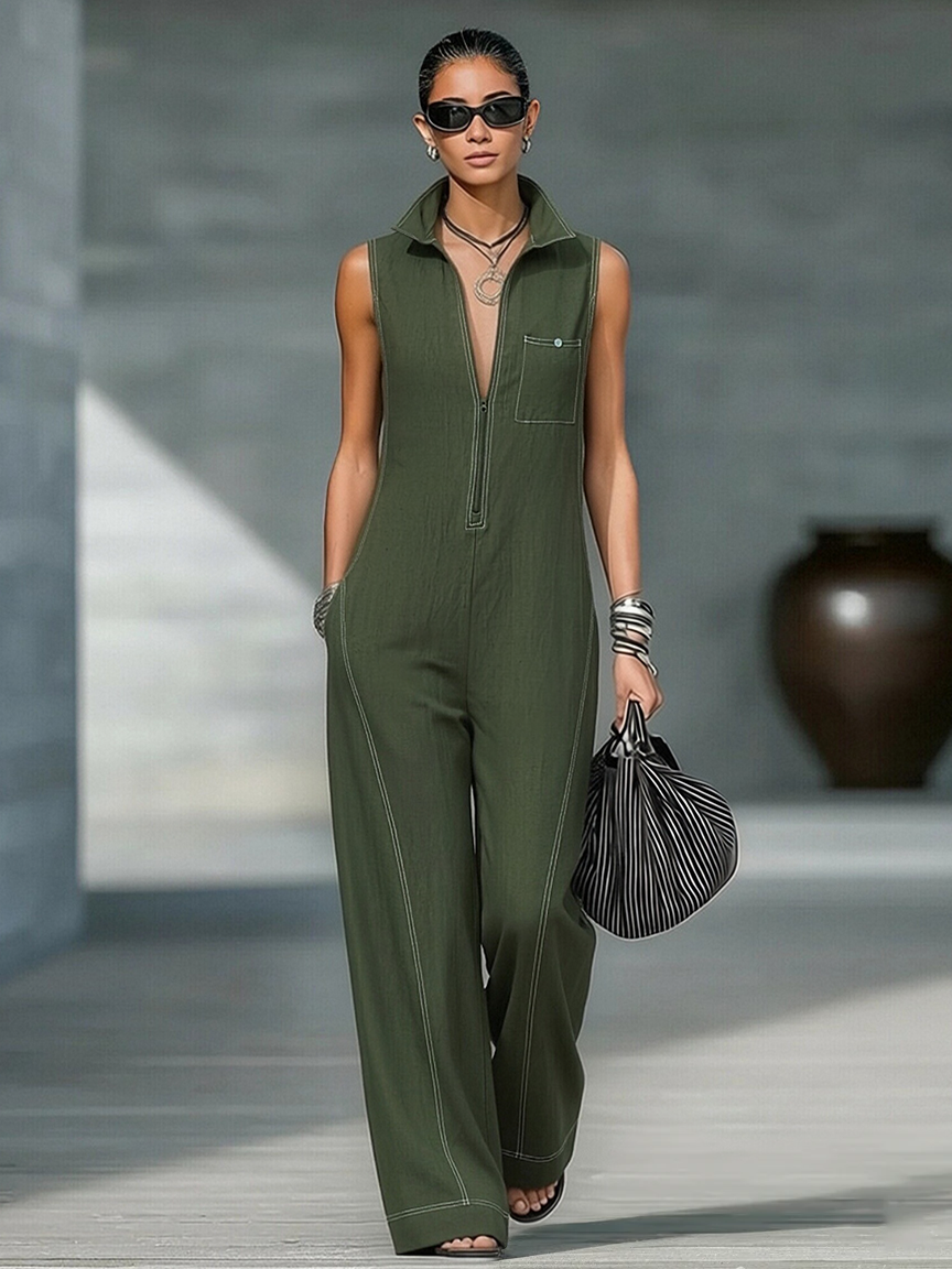 Loose-fitting sleeveless stylish Jumpsuit