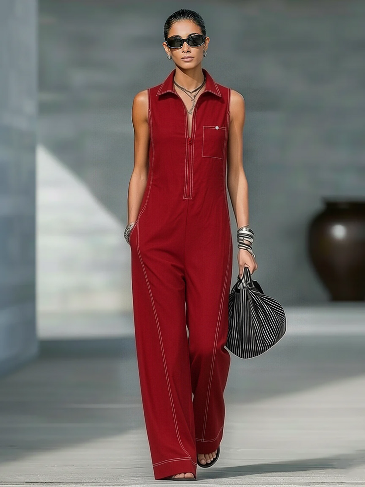 Loose-fitting sleeveless stylish Jumpsuit