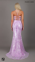 Peony - Lavender purple Formal Dress | Two tone floral sequin fitted mermaid lace up