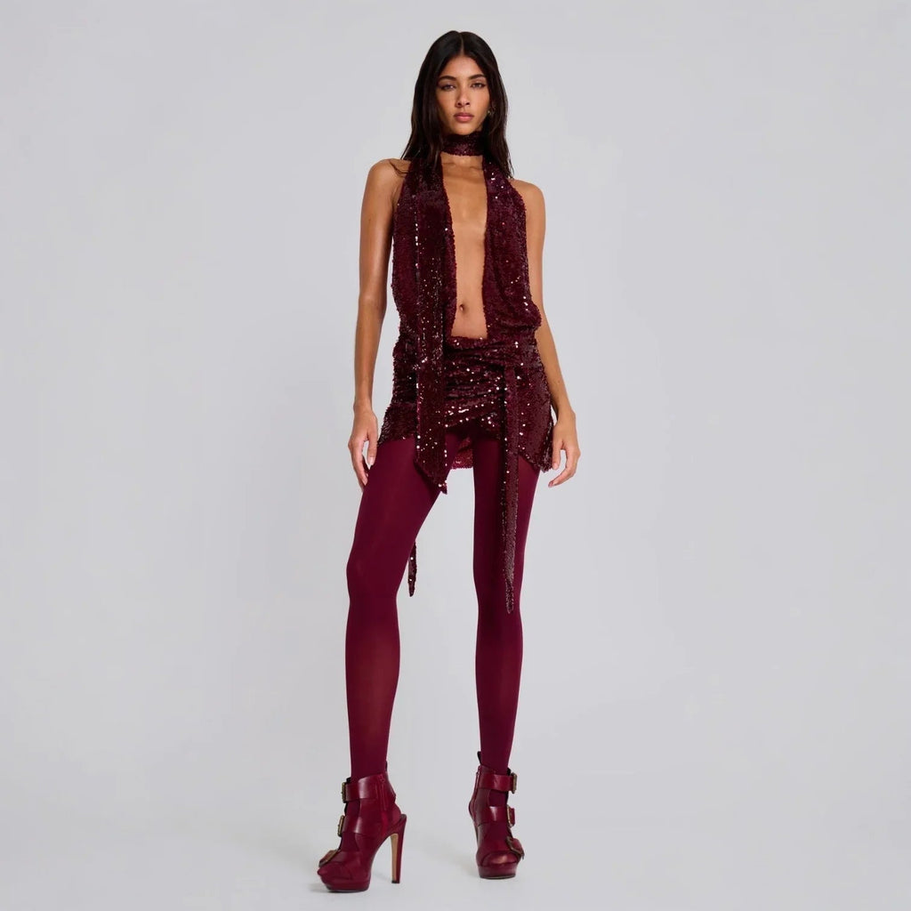 Lunika Backless Sequin Halterneck Mini Dress