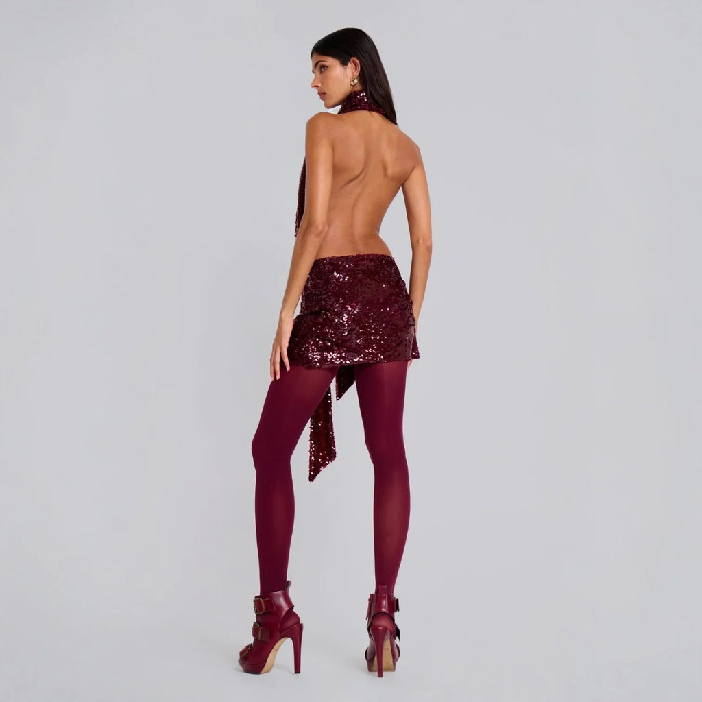Lunika Backless Sequin Halterneck Mini Dress