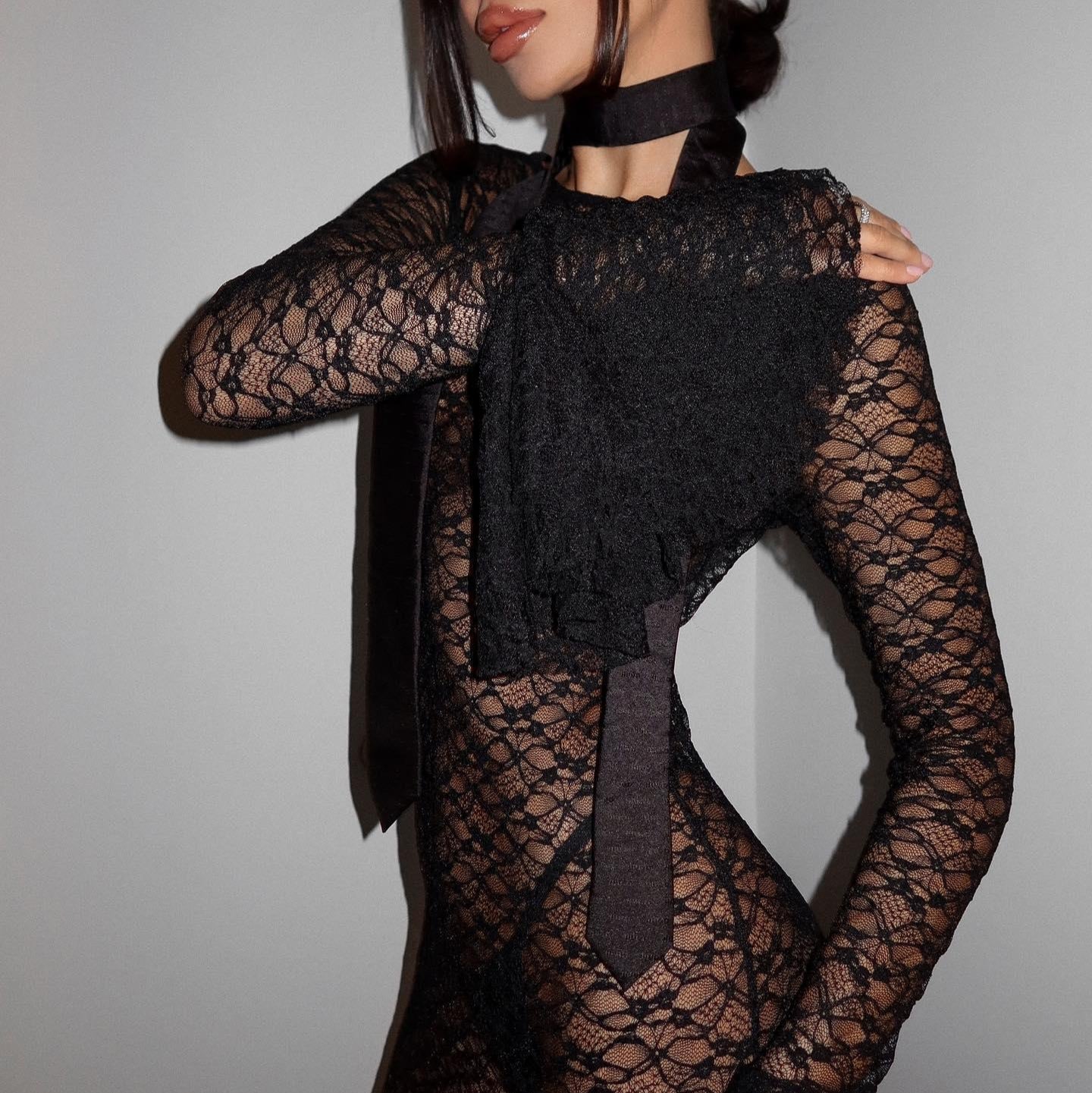 Marry the Night Black Lace Mermaid Maxi Dress