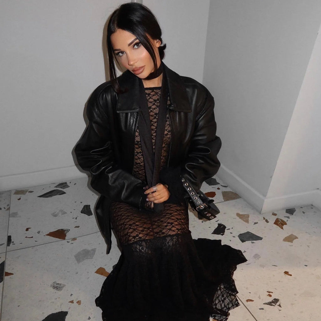 Marry the Night Black Lace Mermaid Maxi Dress