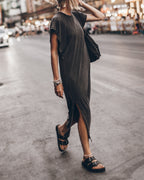 The Black Leather Buckle Sandals
