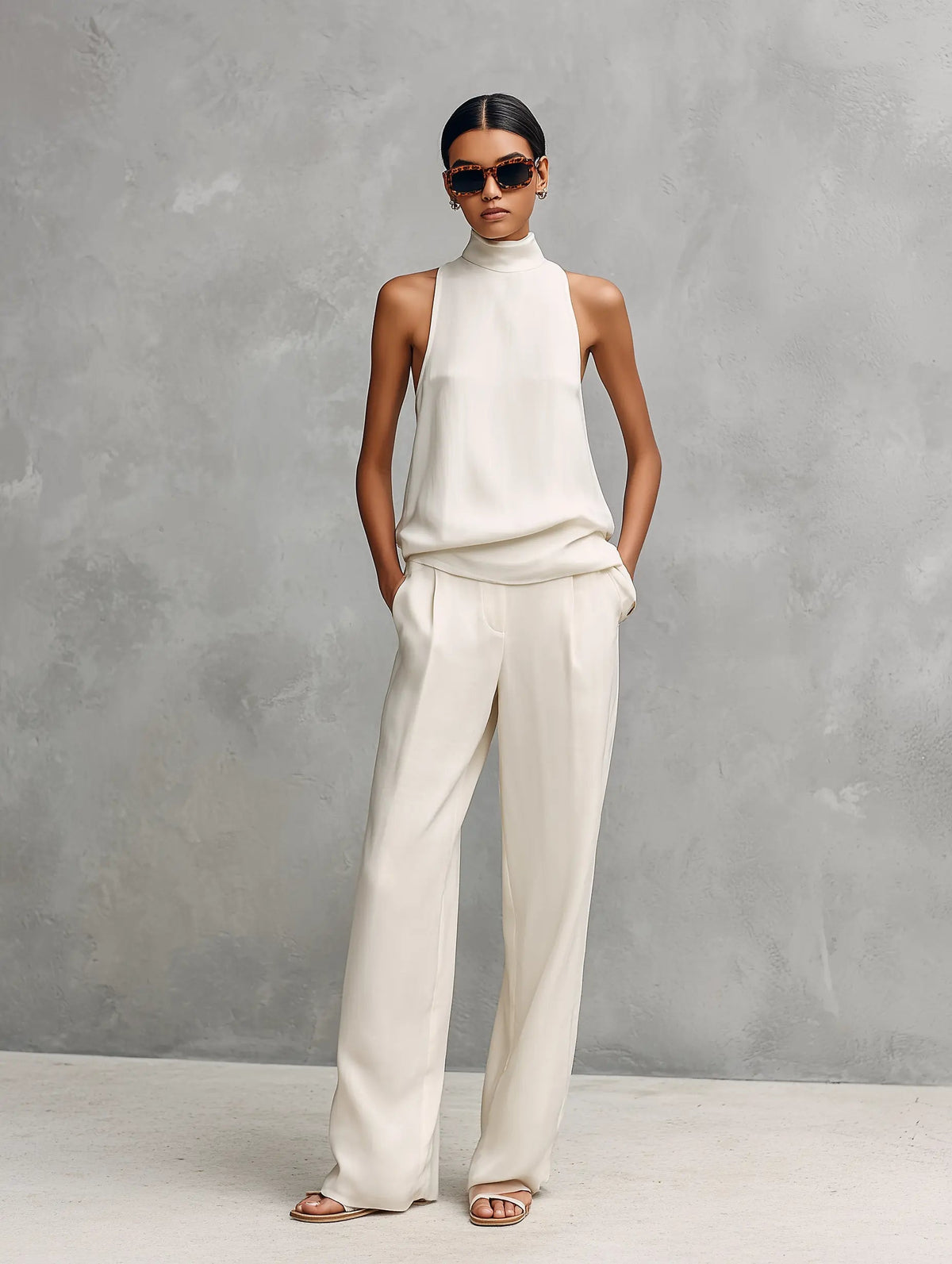 Monica | Linen Top and Trousers Set