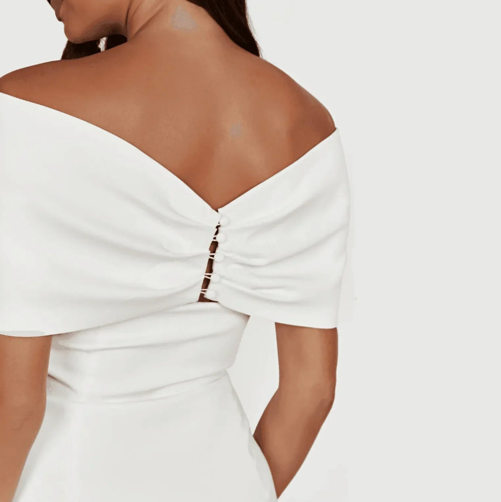 Mona Off Shoulder Bow White Mini Dress