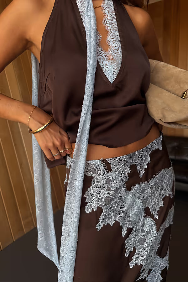 Chocolate Blue Lace Outfit Set
