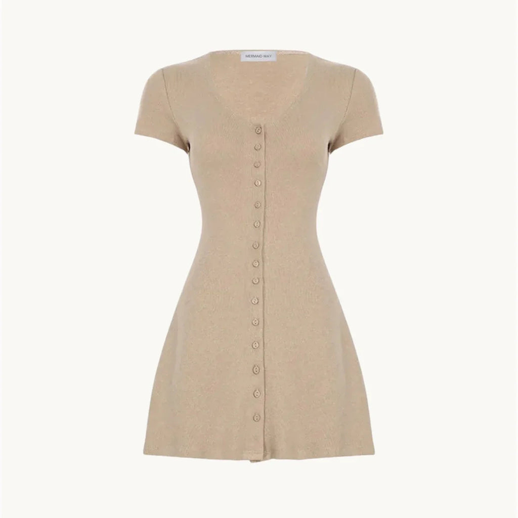 Nude Flow Knitted Mini Dress