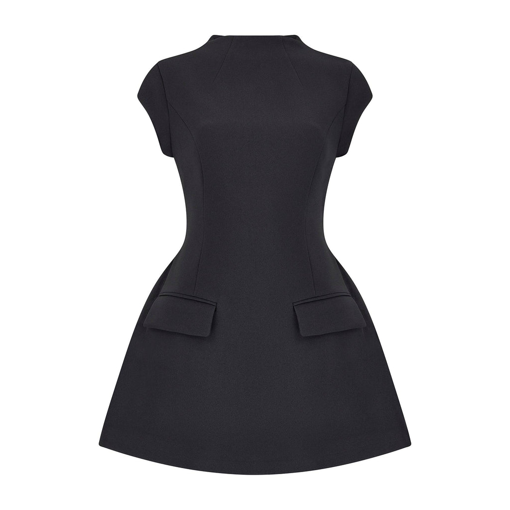 Celestia Cap Sleeve Mini Dress | Black