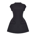 Celestia Cap Sleeve Mini Dress | Black