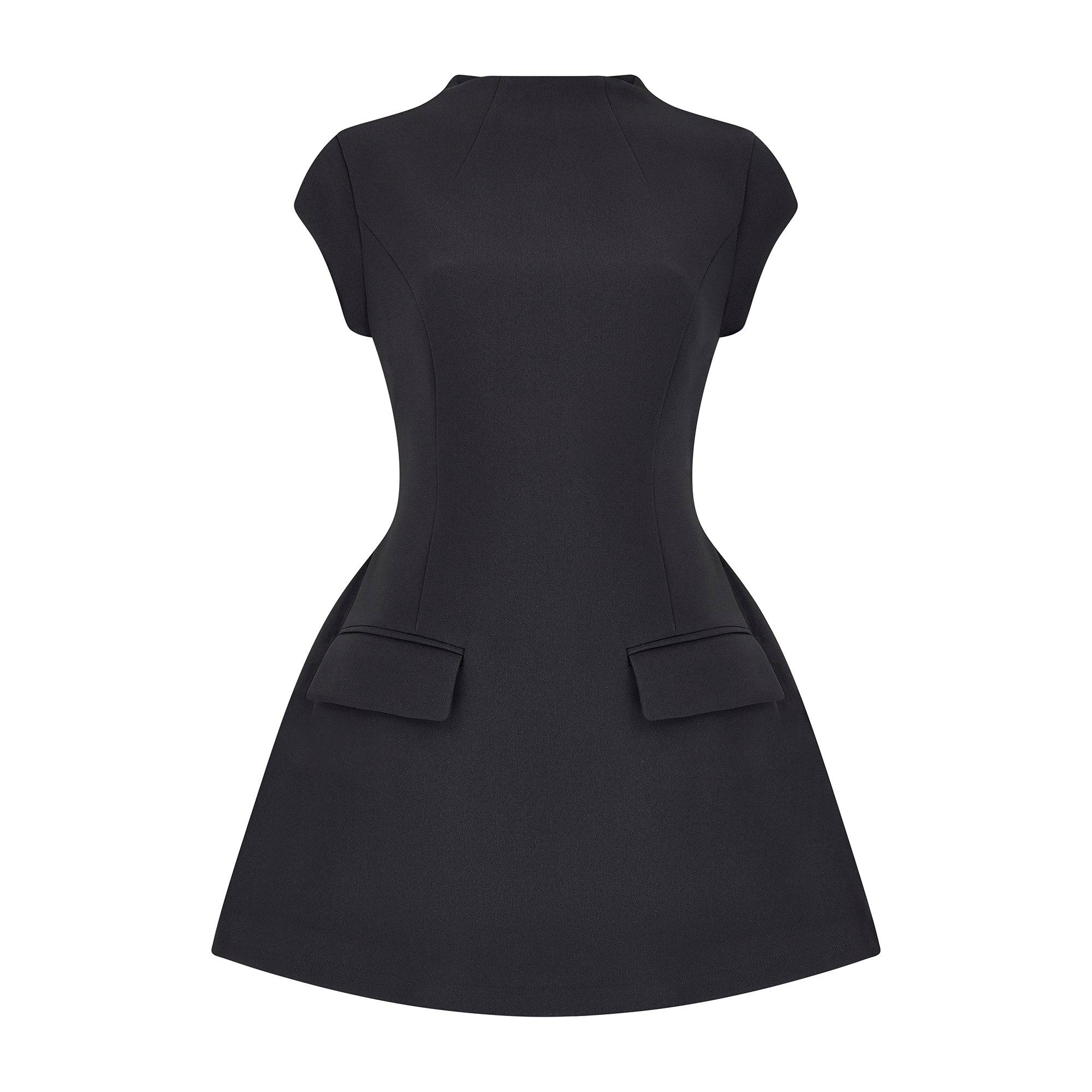 Celestia Cap Sleeve Mini Dress | Black